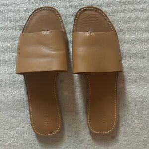 Madewell Tan Leather Slide Sandals